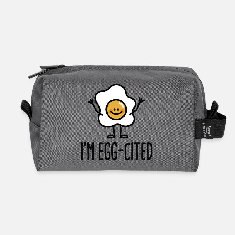 I'm EGG-cited - Recycled Toiletry Zip Bag - anthracite