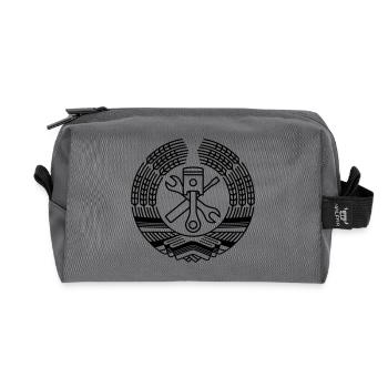 DDR Werkstatt Tuning Wappen (+ Dein Text) - Recycelte Kulturtasche - Anthrazit - Vorne