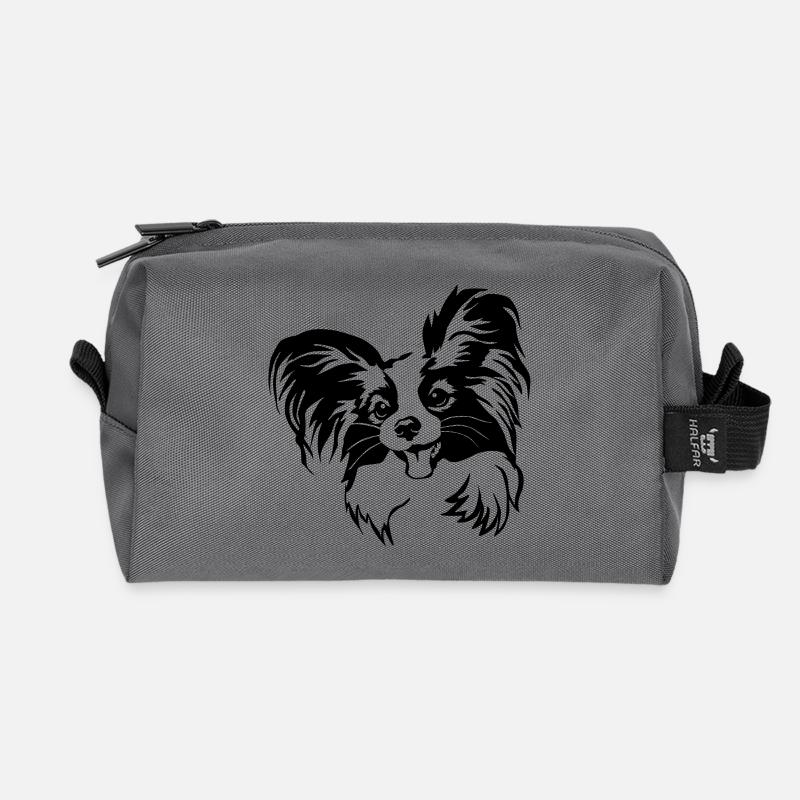 Papillon Kopf - Recycelte Kulturtasche - Anthrazit