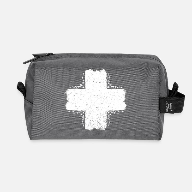 Schweiz / Suisse / Schweizerkreuz - Recycelte Kulturtasche - Anthrazit