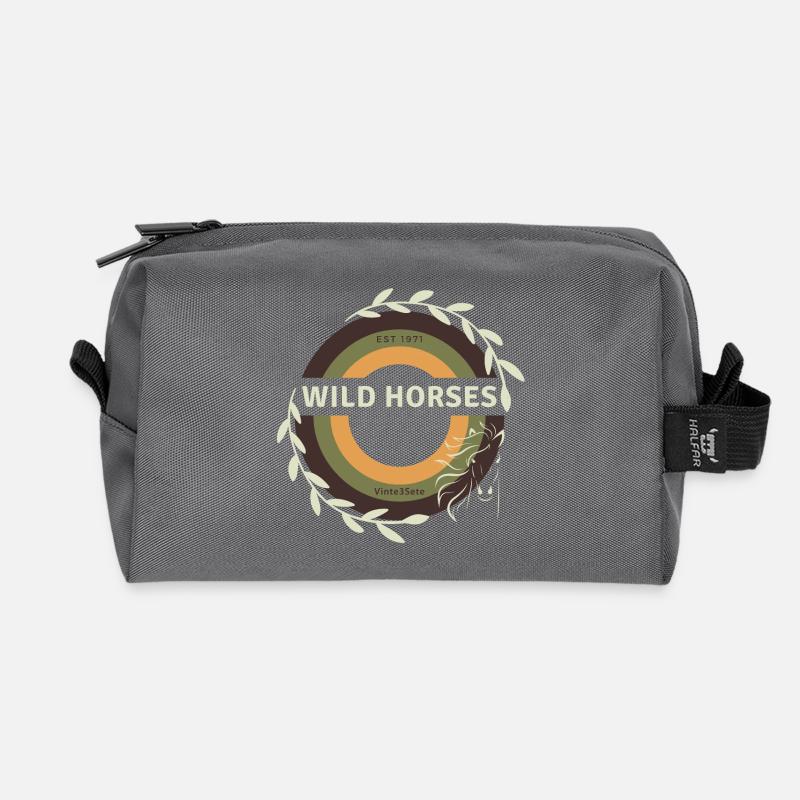 Wilde Pferde - Recycelte Kulturtasche - Anthrazit