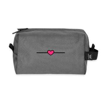 Line heart little heart dash ornament pink - Recycled Toiletry Zip Bag - anthracite - Front