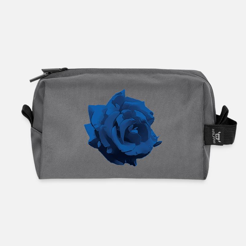Flower - Rose blue - Recycled Toiletry Zip Bag - anthracite