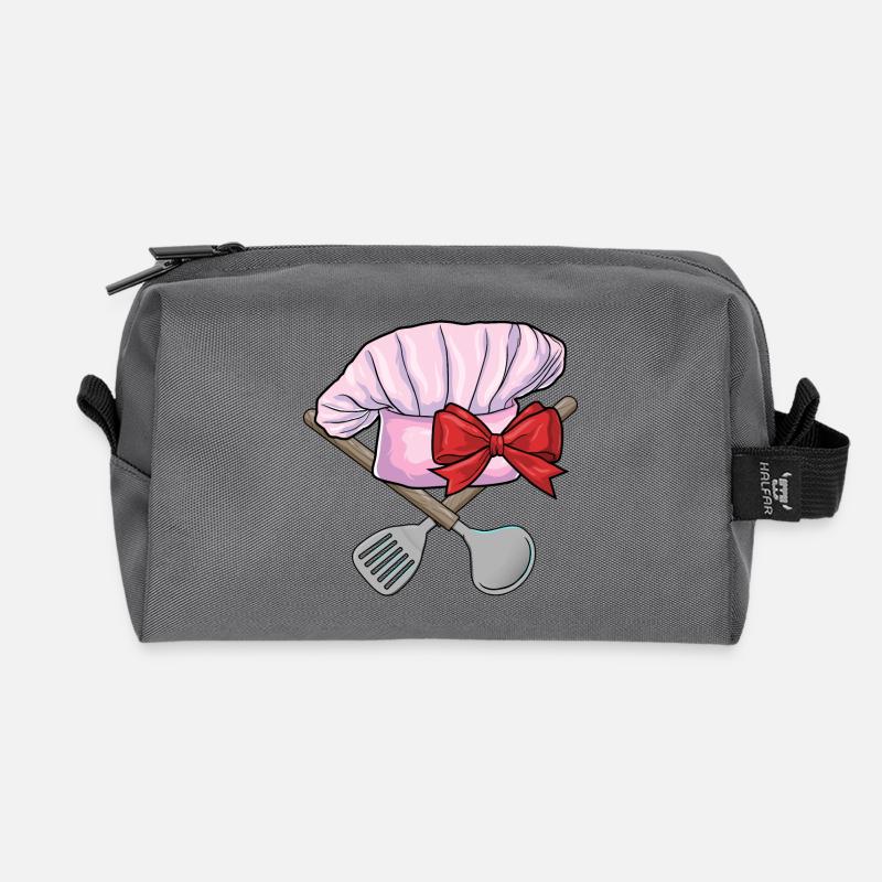 Cooking Chef's Hat Kitchen - Recycled Toiletry Zip Bag - anthracite