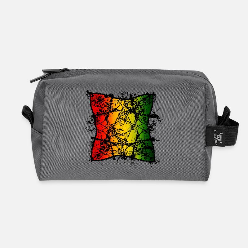 Rasta-Blattabstraktion mit Farbverlauf - Recycelte Kulturtasche - Anthrazit