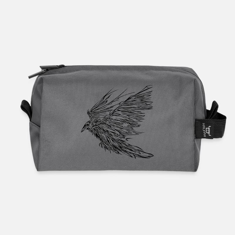 Flying raven - Recycled Toiletry Zip Bag - anthracite