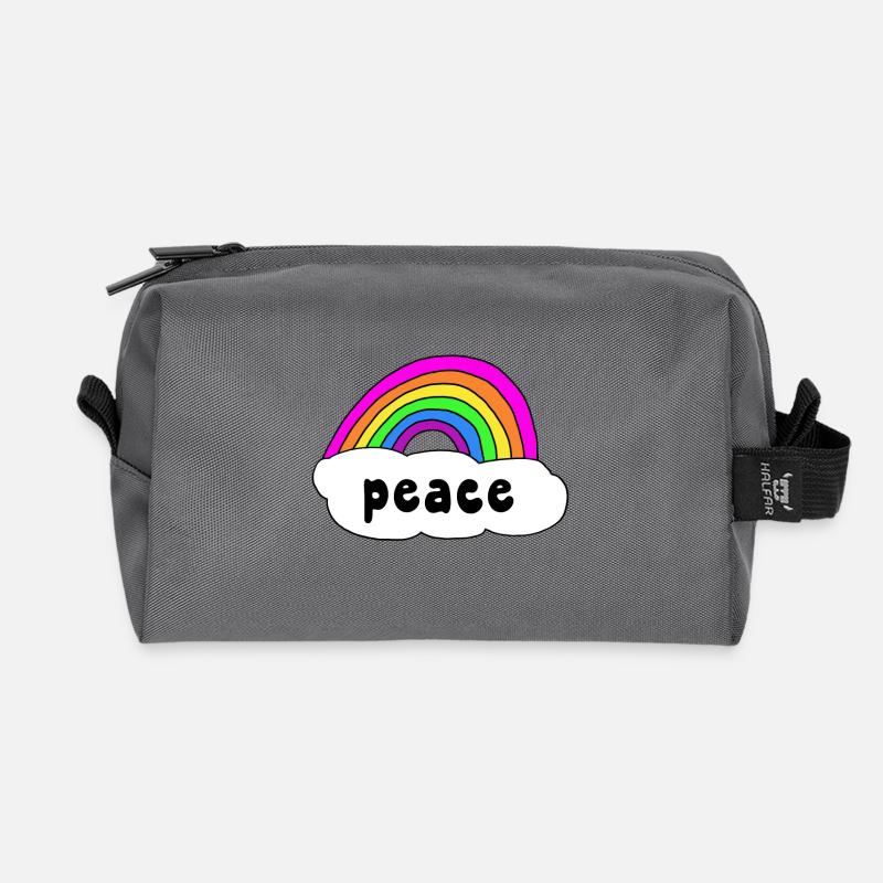 Frieden Peace Regenbogen Wolke - Recycelte Kulturtasche - Anthrazit