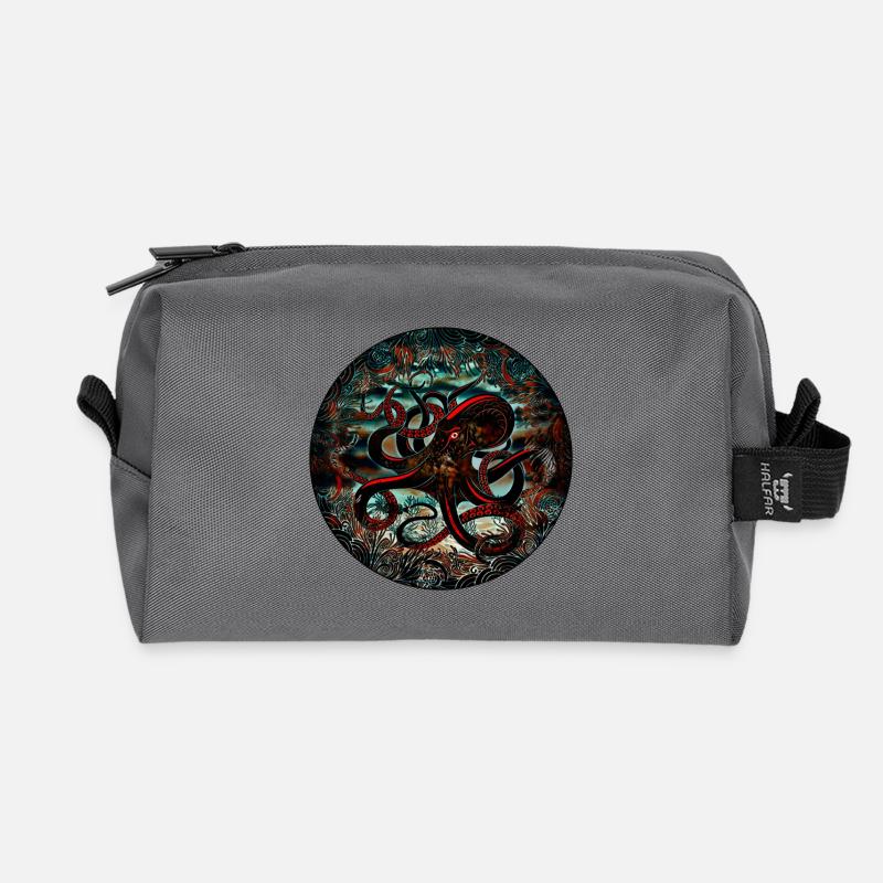 Krake Meer - Recycelte Kulturtasche - Anthrazit