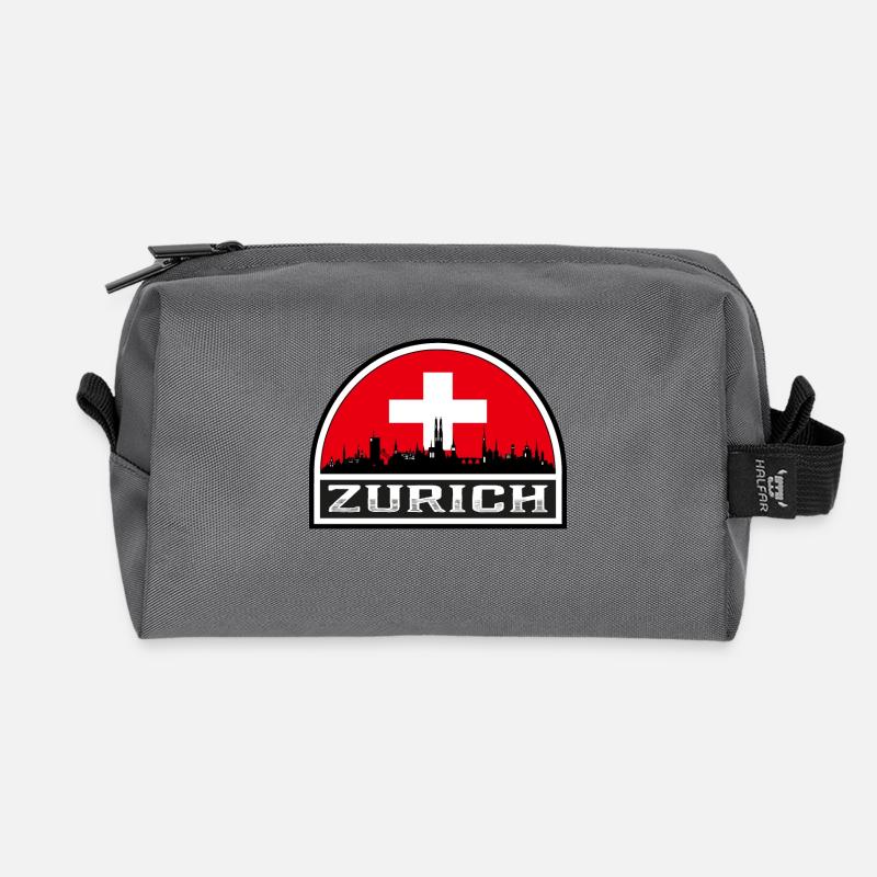 Zürich Schweiz Skyline Silhouette Schweizer Flagge T. - Recycelte Kulturtasche - Anthrazit
