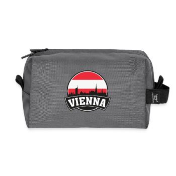 Vienna City Skyline Austria Flag Souvenir - Recycled Toiletry Zip Bag - anthracite - Front