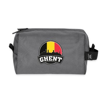 Ghent Belgique Skyline Voyage Souvenir Drapeau Belge - Trousse de toilette en tissu recyclé - anthracite - Devant
