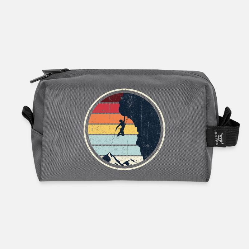Retro-Sonnenuntergangsklettern auf der Klippe - Recycelte Kulturtasche - Anthrazit