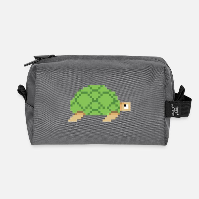 Turtle pixel art - Recycled Toiletry Zip Bag - anthracite