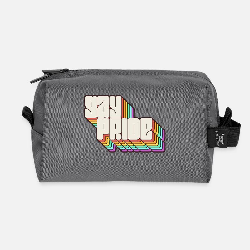 Gay Pride Rainbow Shadow Statement - Recycled Toiletry Zip Bag - anthracite