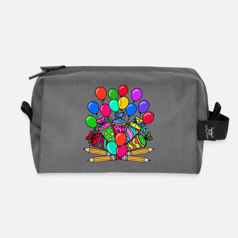 Schule Schultag Schulkind Schulbeginn Schultüte - Recycelte Kulturtasche - Anthrazit
