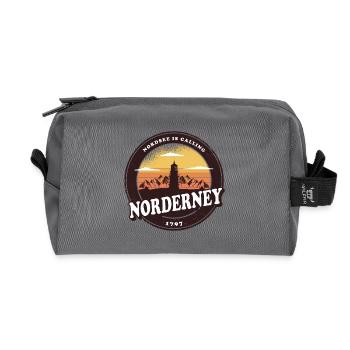 Conception du phare Norderney Sunset / Idée cadeau - Trousse de toilette en tissu recyclé - anthracite - Devant