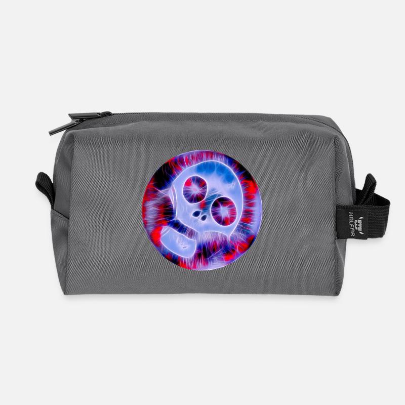 Totenkopf neon - Recycelte Kulturtasche - Anthrazit