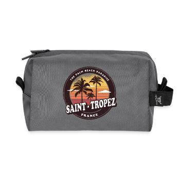 Saint-Tropez Frankreich Vintage Beach Design - Recycelte Kulturtasche - Anthrazit - Vorne