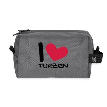 Ich liebe Furzen - Recycelte Kulturtasche - Anthrazit - Vorne