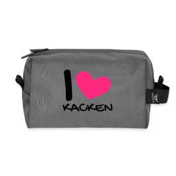 Ich liebe Kacken - Recycelte Kulturtasche - Anthrazit - Vorne