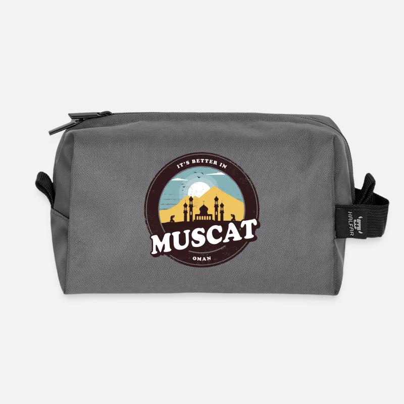 Maskat Oman Moschee Design - Recycelte Kulturtasche - Anthrazit