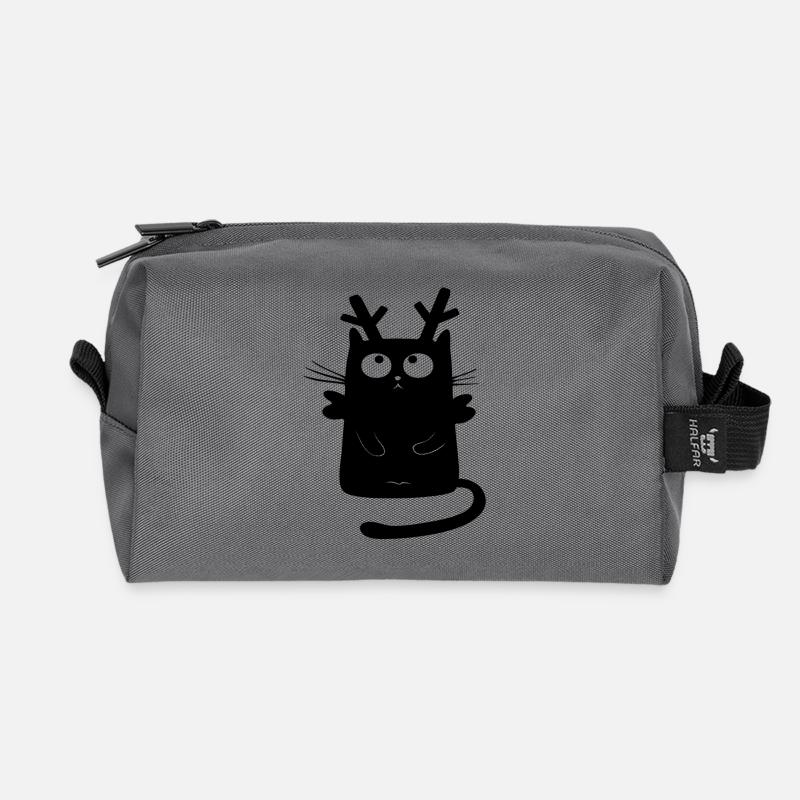 Weihnachten Katze Rentier - Recycelte Kulturtasche - Anthrazit