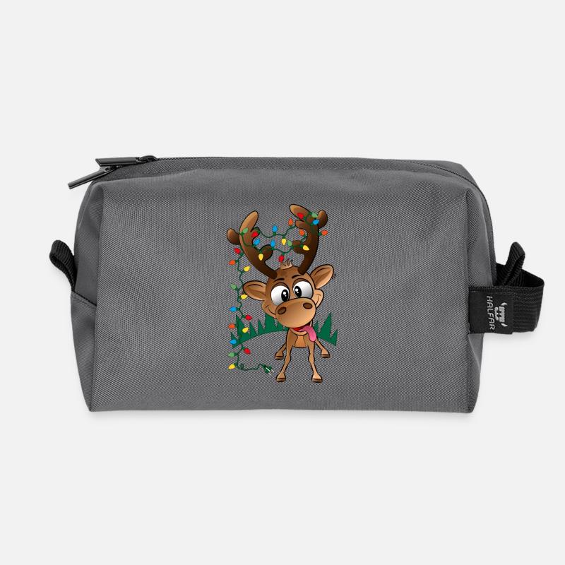 Weihnachtsrentier Rudolph mit LED-Leuchten - Recycelte Kulturtasche - Anthrazit