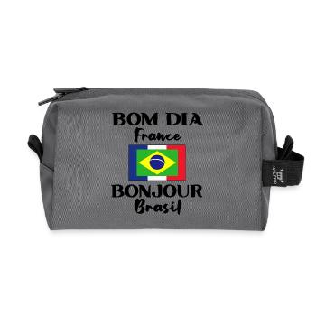 Brazil France Flag Brazilian Gift - Recycled Toiletry Zip Bag - anthracite - Front