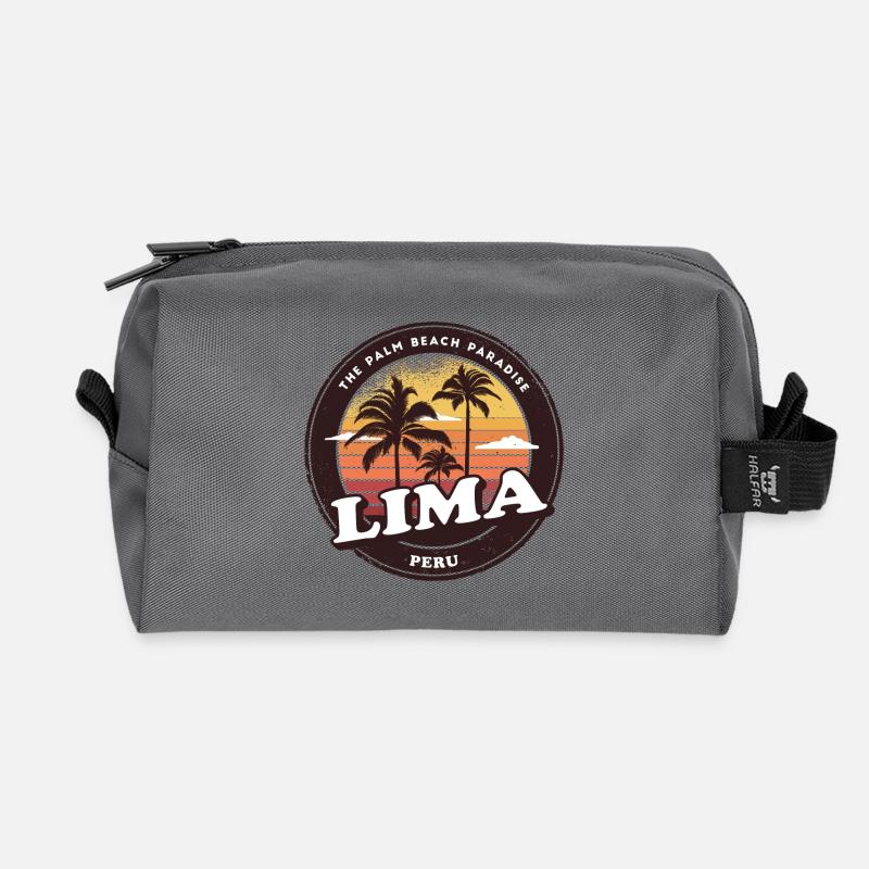 Lima Peru Vintage Beach Design - Recycelte Kulturtasche - Anthrazit