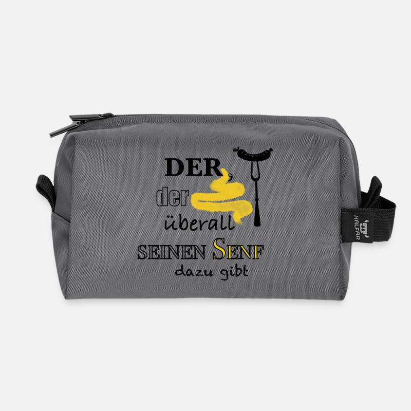 Der, der überall seinen Senf dazu gibt - Recycelte Kulturtasche - Anthrazit