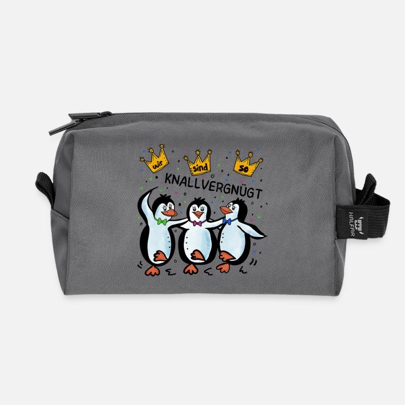 Pinguine - Wir sind so knallvergnügt - Recycelte Kulturtasche - Anthrazit