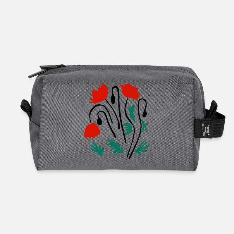 Mohnblumen Matisse inspiriert - Recycelte Kulturtasche - Anthrazit