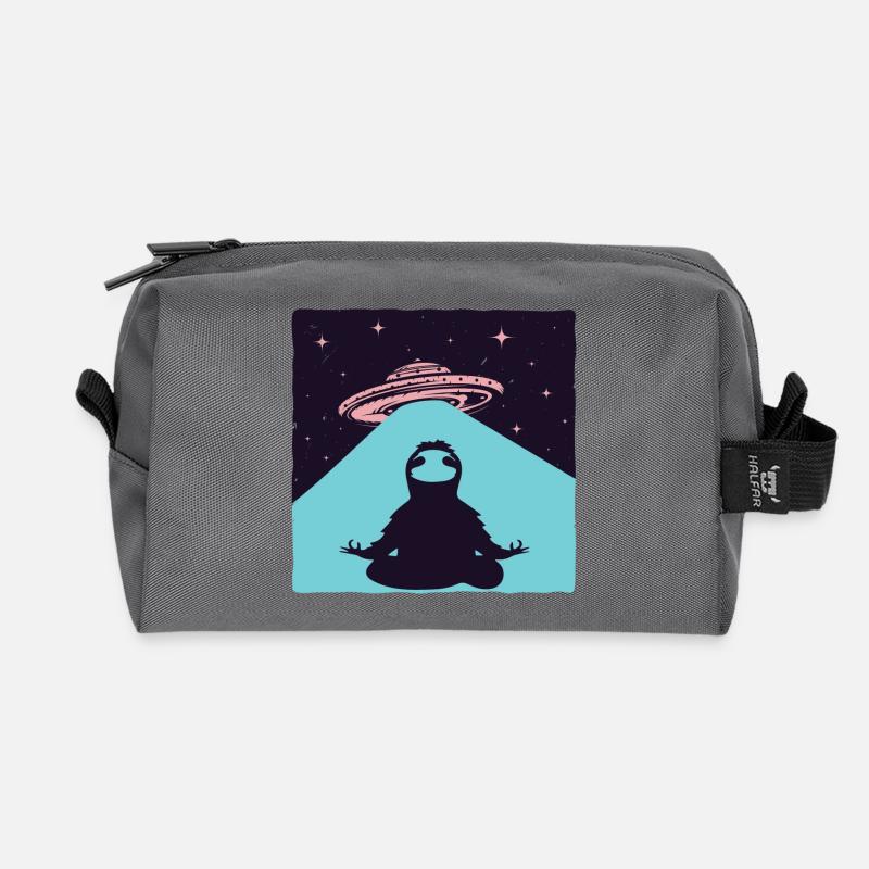 Space Yoga Master with Planetary Disc - Recycled Toiletry Zip Bag - anthracite