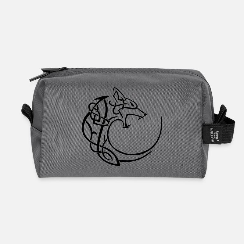 schwarzer Mondwolf - Recycelte Kulturtasche - Anthrazit