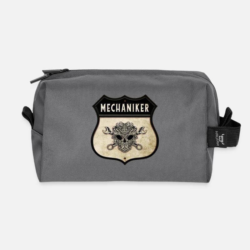 Mechaniker Totenkopf Wappen - Recycelte Kulturtasche - Anthrazit