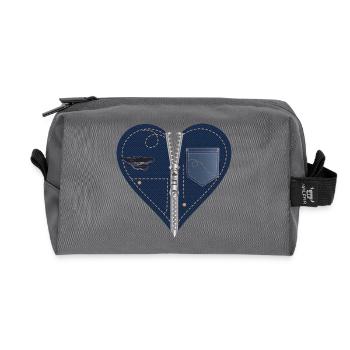 dark heart in jeans look with zipper - Recycled Toiletry Zip Bag - anthracite - Front