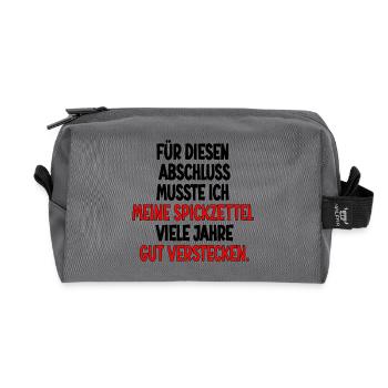 Abschlussgeschenke - SPICKEN SPICKZETTEL - Recycelte Kulturtasche - Anthrazit - Vorne