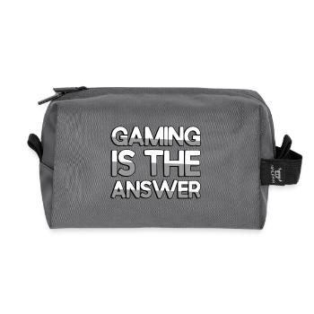 GAMING IS THE ANSWER - Gaming - Recycled Toiletry Zip Bag - anthracite - Front