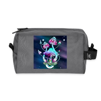 Magic Mushrooms Space art - Recycled Toiletry Zip Bag - anthracite - Front