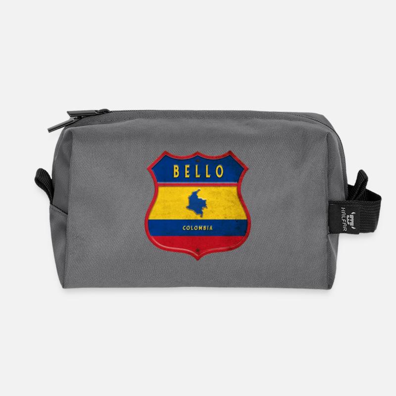 Bello Kolumbien Wappen Design - Recycelte Kulturtasche - Anthrazit
