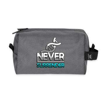 NEVER SURRENDER (Türkis) + DNA - Gaming - Recycelte Kulturtasche - Anthrazit - Vorne