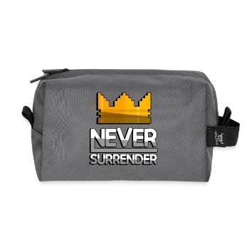 NEVER SURRENDER (Weiß) + King Crown - Gaming - Recycelte Kulturtasche - Anthrazit - Vorne