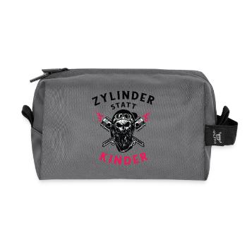 Zylinder statt Kinder Motorrad Design - Recycelte Kulturtasche - Anthrazit - Vorne