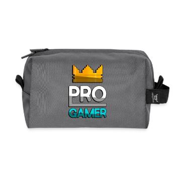 PRO GAMER (Türkis) + King Crown - Gaming - Recycelte Kulturtasche - Anthrazit - Vorne