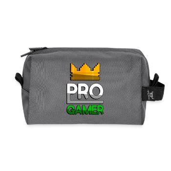 PRO GAMER (Grün) + King Crown - Gaming - Recycelte Kulturtasche - Anthrazit - Vorne