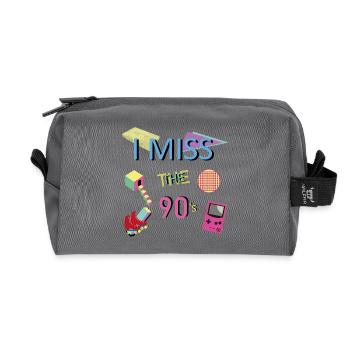 Nostalgic 90s theme - Recycled Toiletry Zip Bag - anthracite - Front