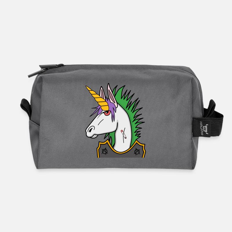 Einhorn Punk - Recycelte Kulturtasche - Anthrazit