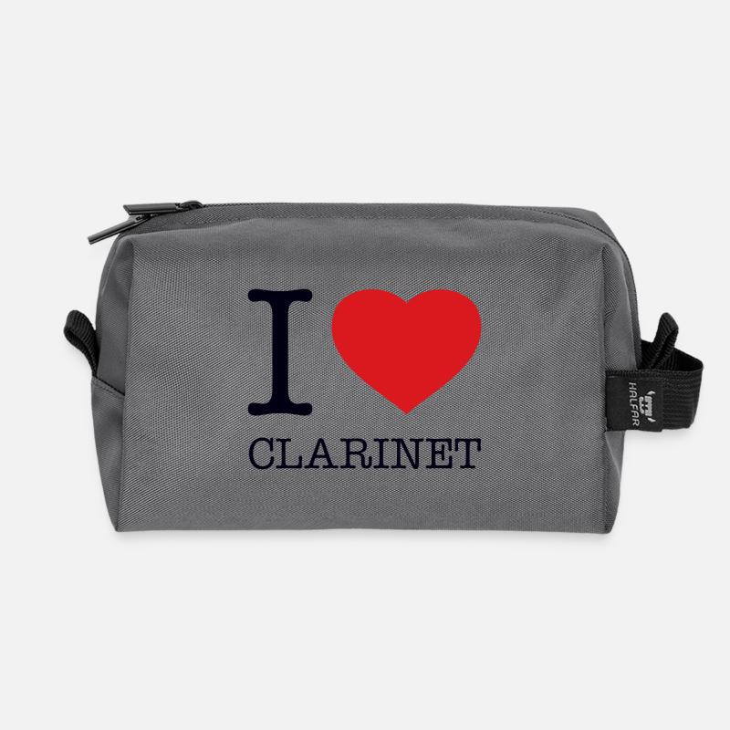 I LOVE CLARINET Klarinette - Recycelte Kulturtasche - Anthrazit