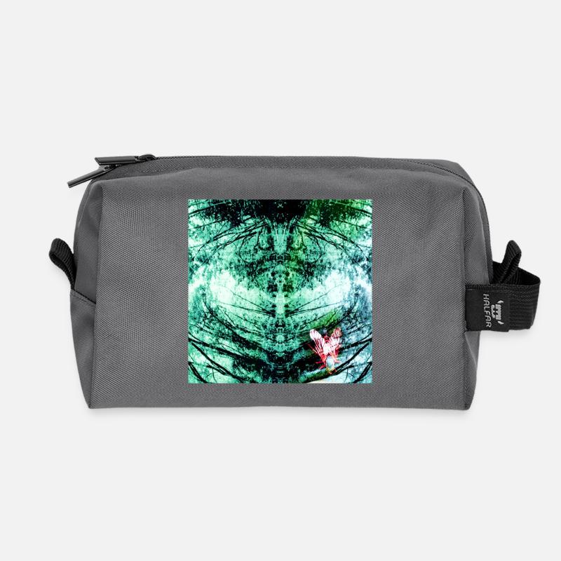 Forest Reflection Teal Butterfly - Recycled Toiletry Zip Bag - anthracite