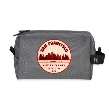 Insigne vintage du paysage urbain de San Francisco - Trousse de toilette en tissu recyclé - anthracite - Devant